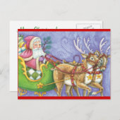 Vintager Weihnachtsmann und Rentier Feiertagspostkarte (Vorne/Hinten)