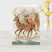 Vintager Weihnachtsmann und Rentier Frohe Weihnach Karte (Gelbe Blume)