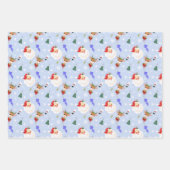 Vintager Weihnachtsmann und Rentiere Geschenkpapier Set (Vorderseite)