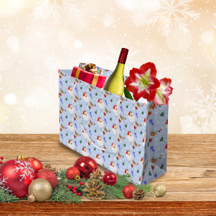 Vintager Weihnachtsmann und Rentiere Große Geschenktüte