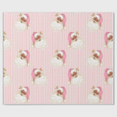 Vintager Weihnachtsmann und Rosa Streifen Weihnach Geschenkpapier (Flach)