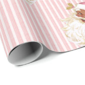 Vintager Weihnachtsmann und Rosa Streifen Weihnach Geschenkpapier (Rolleneckpunkt)
