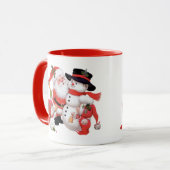 Vintager Weihnachtsmann und Schneemann Tasse (Vorderseite Links)