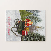 Vintager Weihnachtsmann und sein Schlitten Puzzle (Horizontal)