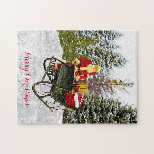 Vintager Weihnachtsmann und sein Schlitten Puzzle (Horizontal)