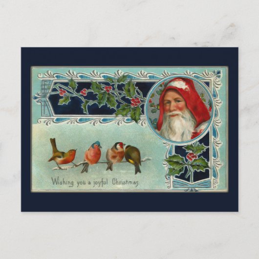 Vintager Weihnachtsmann und Snowbirds Postkarte (Vorderseite)