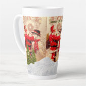 Vintager Weihnachtsmann und Snowman WeihnachtsLatt Milchtasse (Linke Ecke)