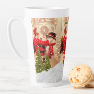 Vintager Weihnachtsmann und Snowman WeihnachtsLatt Milchtasse