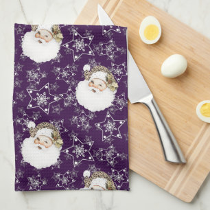 Vintager Weihnachtsmann und Sterne Geschirrtuch