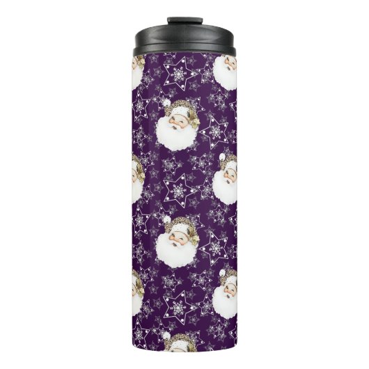 Vintager Weihnachtsmann und Sterne Thermosbecher (Vorderseite)
