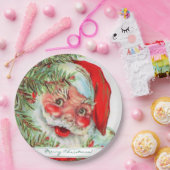 Vintager Weihnachtsmann und Weihnachtsbaum Pappteller (Party)
