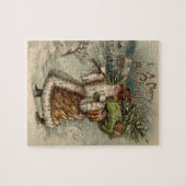 Vintager Weihnachtsmann und Weihnachtsbaum Puzzle (Horizontal)