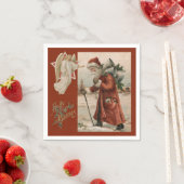 Vintager Weihnachtsmann Vater Engel Weihnachts-Par Serviette (Beispiel)