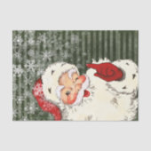 Vintager Weihnachtsmann Viktorianische Grüne Strei Seidenpapier (Vorderseite)