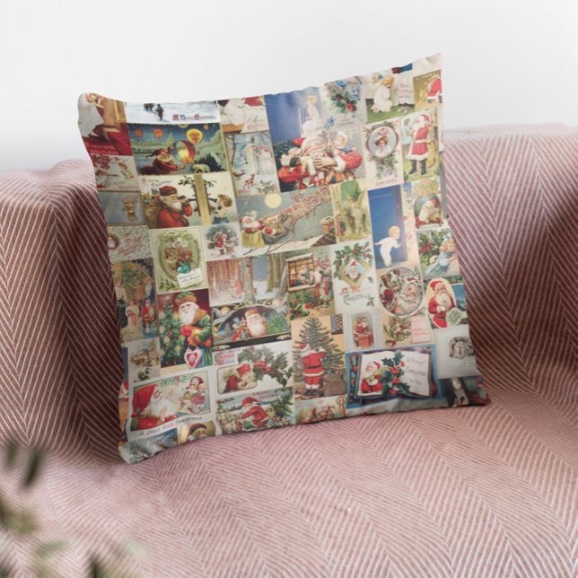 Vintager Weihnachtsmann Viktorianische Postkarte E Kissen (Von Creator hochgeladen)