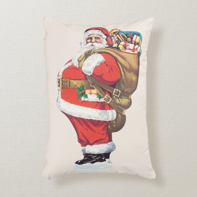 Vintager Weihnachtsmann, Viktorianische Weihnachte Dekokissen (Vorderseite(Vertikal))