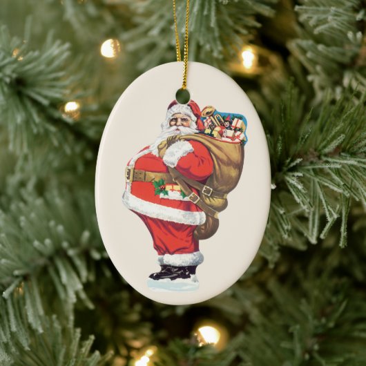 Vintager Weihnachtsmann, Viktorianische Weihnachte Keramik Ornament (Baum)