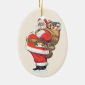 Vintager Weihnachtsmann, Viktorianische Weihnachte Keramik Ornament (Hinten)