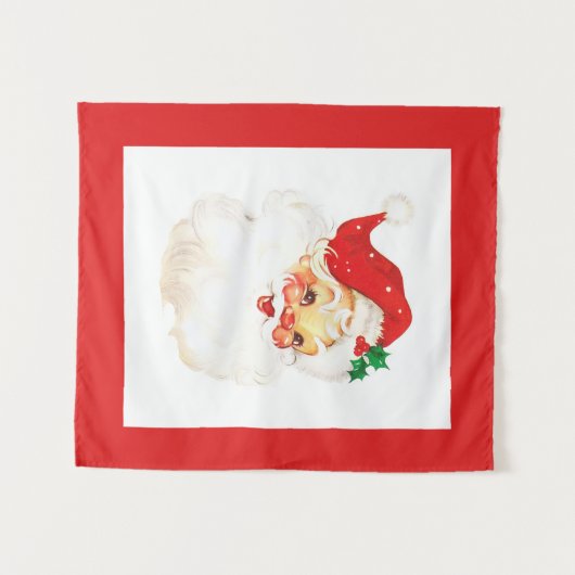 Vintager Weihnachtsmann Wandteppich (Vorderseite (Horizontal))