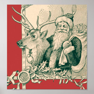 Vintager Weihnachtsmann Weihnachten Nick Poster