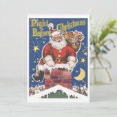 Vintager Weihnachtsmann, Weihnachten Party Einladu Einladung (Stehend Vorderseite)