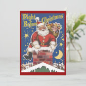 Vintager Weihnachtsmann, Weihnachten Party Einladu Einladung (Stehend Vorderseite)