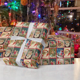 Vintager Weihnachtsmann Weihnachten Postkarten Gir Geschenkpapier