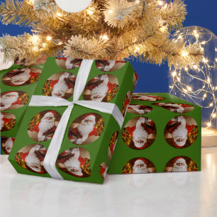 Vintager Weihnachtsmann Weihnachten Rotes Grünes Geschenkpapier
