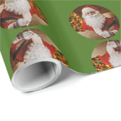 Vintager Weihnachtsmann Weihnachten Rotes Grünes M Geschenkpapier (Rolleneckpunkt)
