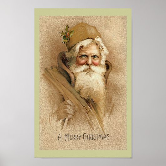 Vintager Weihnachtsmann - Weihnachtsbanner Poster (Vorne)
