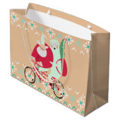 Vintager Weihnachtsmann Weihnachtsfeiern Funny Große Geschenktüte (Rückseite Schrägansicht)