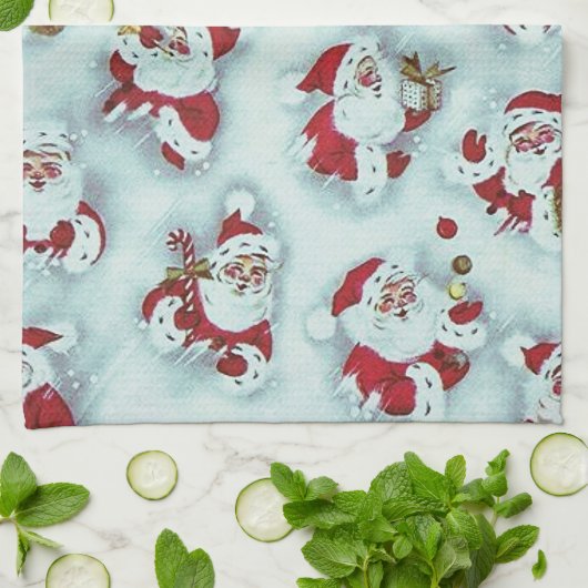 Vintager Weihnachtsmann Weihnachtsküche Handtuch (Gefaltet)