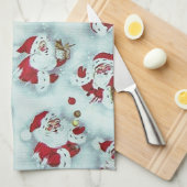 Vintager Weihnachtsmann Weihnachtsküche Handtuch (Viertel Falte)