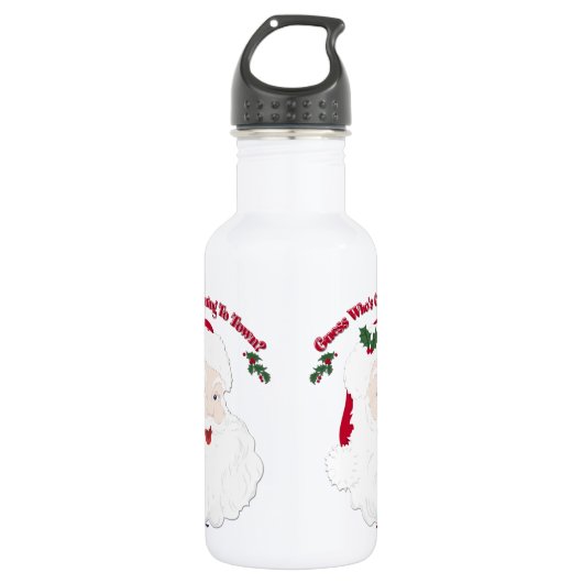 Vintager Weihnachtsmann, wer kommt? Edelstahlflasche (Vorderseite)