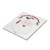 Vintager Weihnachtsmann, wer kommt? Fliese (Seite)