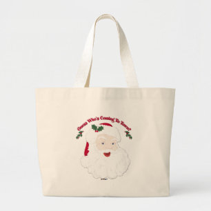 Vintager Weihnachtsmann, wer kommt? Jumbo Stoffbeutel