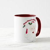 Vintager Weihnachtsmann, wer kommt? Tasse (VorderseiteRechts)