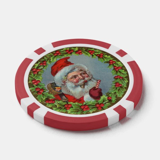 Vintager Weihnachtsmann Wreath Frohe Weihnachtsbot Pokerchips (Einzeln)