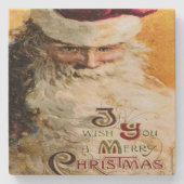 Vintager Weihnachtsmann wünscht frohe Weihnachten Steinuntersetzer (Vorderseite)