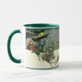 Vintager WeihnachtsmannSleigh auf Dachspitze Tasse (Links)