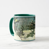 Vintager WeihnachtsmannSleigh auf Dachspitze Tasse (Vorderseite Links)