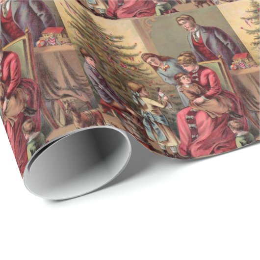 Vintager Weihnachtsmorgen Geschenkpapier (Rolleneckpunkt)