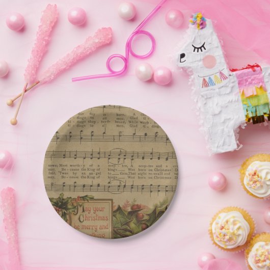 Vintager Weihnachtsmusik-Blatt-Feiertag Pappteller (Party)