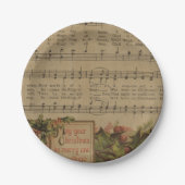 Vintager Weihnachtsmusik-Blatt-Feiertag Pappteller (Vorderseite)