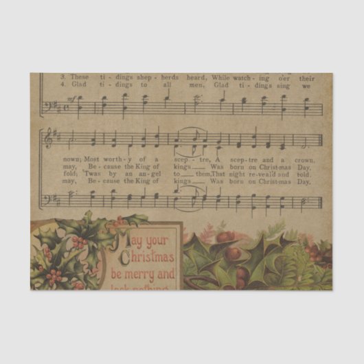 Vintager Weihnachtsmusik-Blatt-Feiertag Seidenpapier (Vorderseite)