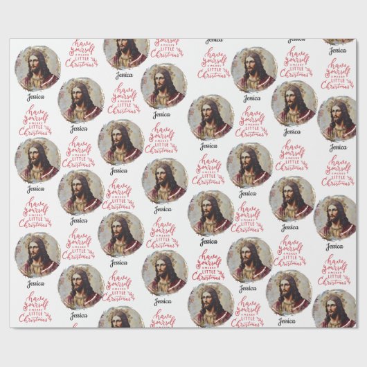 Vintager Weihnachtsname Geschenkpapier (Flach)