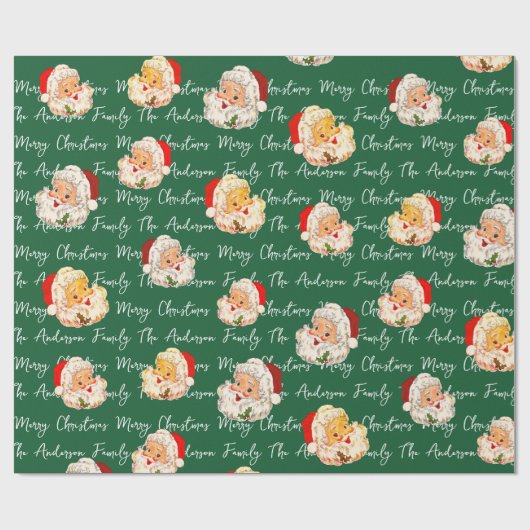 Vintager Weihnachtsname Weihnachten Geschenkpapier (Flach)