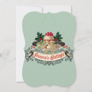 Vintager Weihnachtspudding, der Feiertagskarte