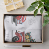 Vintager Weihnachtsroter LKW mit Hunden Familienna Seidenpapier (Geschenk)