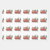 Vintager Weihnachtsrottruck Geschenkpapier Set (Vorderseite 3)